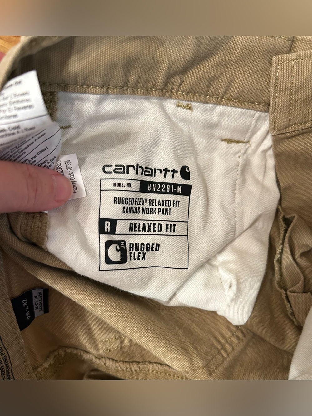 Carhartt Rugged Flex Relaxed Fit Canvas Work Pants Tan Khaki BN2291-M 28x32 - Picture 5 of 8